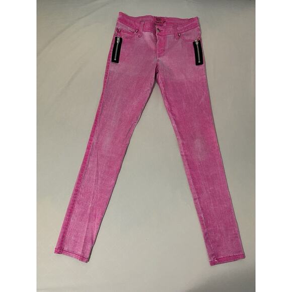TRIPP NYC DAANG GOODMAN pants womens 7 pink zipper pockets Goth Steampunk Skulls - Picture 1 of 7
